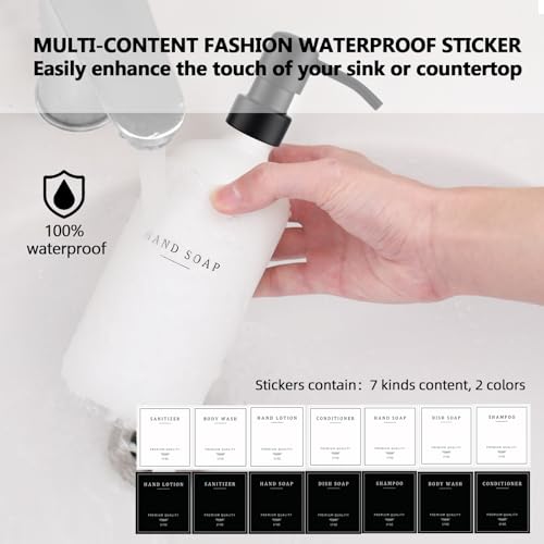 Thick Glass Soap Dispenser (White Bottle/Black Pump + Tray + Funnel)