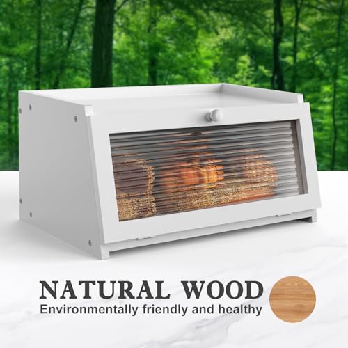 Bread Box for Kitchen Countertop (White / 1‑tier)