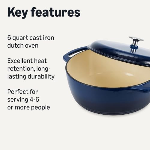 Enameled Cast Iron Dutch Oven Pot with Lid (Navy / 6-Quart)