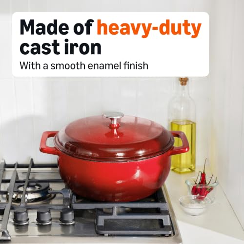 Enameled Cast Iron Dutch Oven Pot with Lid (Red / 6-Quart)