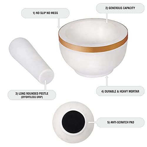 Mortar and Pestle (Marble with Brass Top)