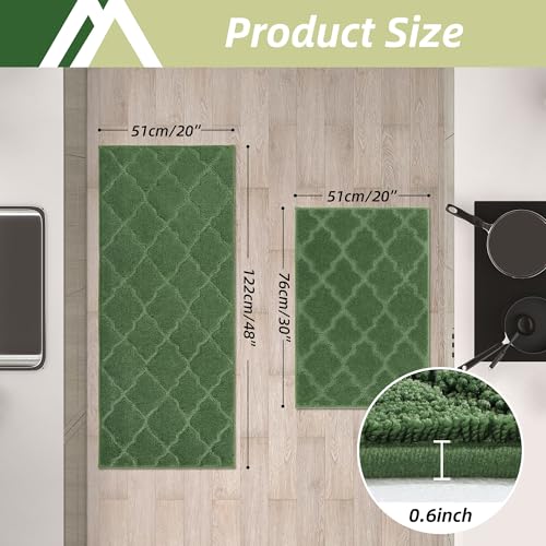 Soft Kitchen Rugs Set of 2 Non Slip 20"x30"+20"x48"