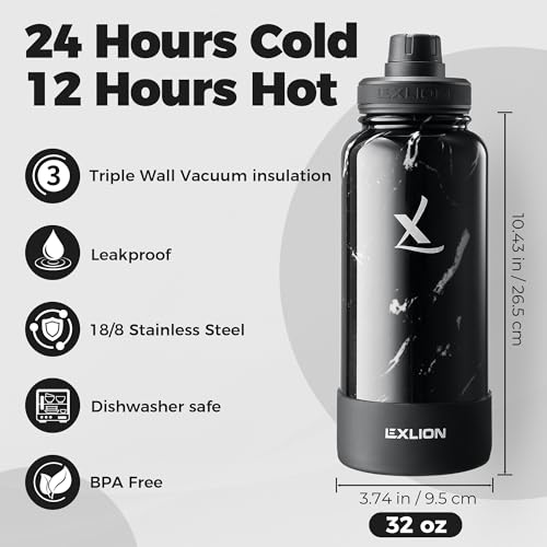 Tea Infuser Water Bottle 32 Oz (Marble / 32 Ounces)