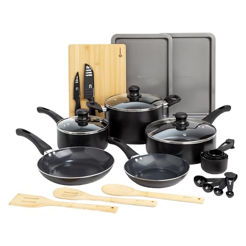 Easy Clean Ceramic Nonstick Cookware Set (26-Piece / Black)
