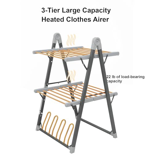 Heated Clothes Drying Rack Foldable Timer Shoes Socks