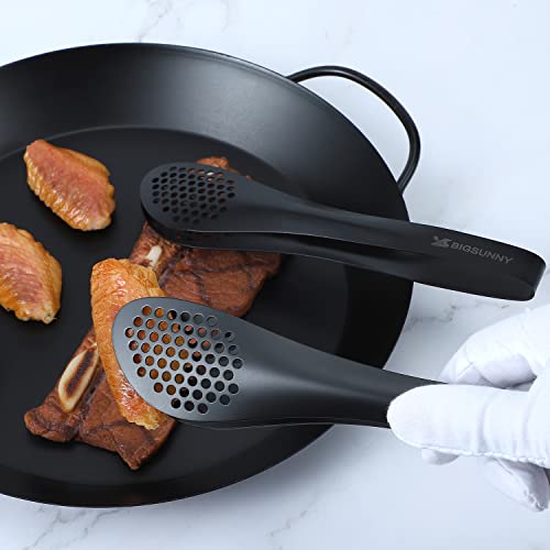 Stainless Steel Buffet Tongs (Black - 9" Serving Tongs)