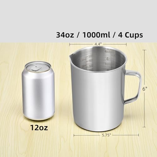 Large Stainless Steel Measuring Cup (Large, 34 oz (1000 ml, 4 cups))
