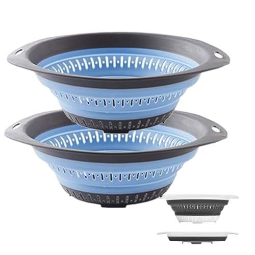 Collapsible Colander and Strainer (2.5L+2.5L / Blue)