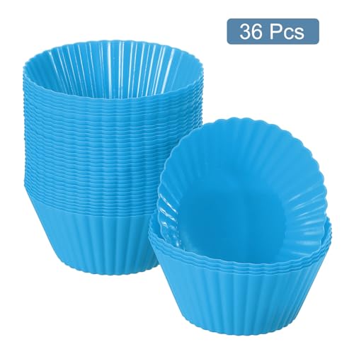 36Pcs Silicone Cupcake Liners (Blue / 3.5cm/1.4inch)