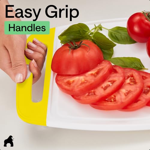 BPA Free Reversible Kitchen Cutting Board (Lemon/White / Large (Pack of 3))