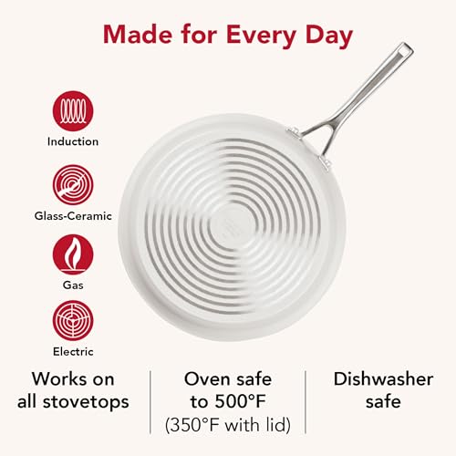 Ceramic Frying Pan with Lid (Porcelain / 12.25-Inch)
