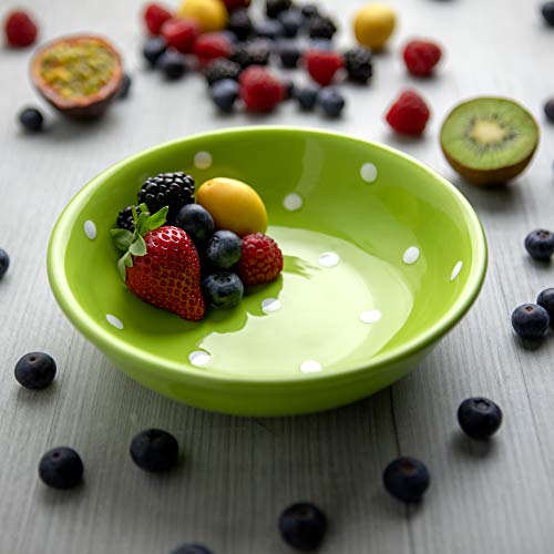 Handmade Lime Green and White Polka Dot Ceramic 12 piece Dinnerware Set
