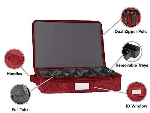 Flatware Storage Box with Removable Trays (Red Heather / 15W x 11D x 3H)