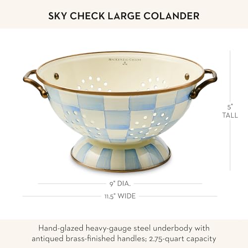Enamel Colander (Large / Sky Check)