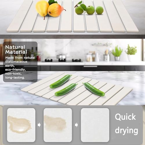 Stone Drying Mat for Kitchen Counter (White B / 23.6" x 15.4")