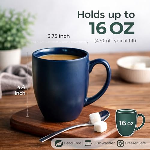 16 oz Coffee Mugs Set of 6 (Multi-Color3)
