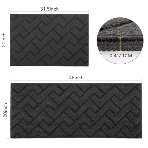 Kitchen Runner Rug (Charcoal / 20"x48"+20"x32")