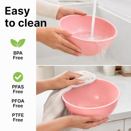 12 Piece Plastic Mixing Bowls with Lids Set (Pink)