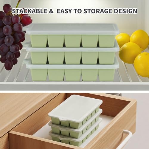 Silicone Ice Cube Tray 2 Pack (Ice Cube Tray 2 Pack / Green+Green)