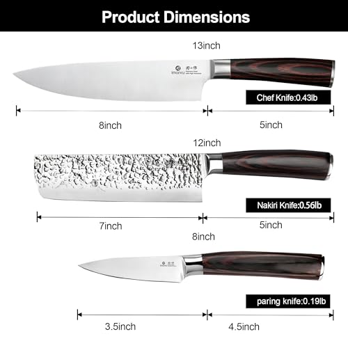 3 Pieces Knife set (Red-brown)