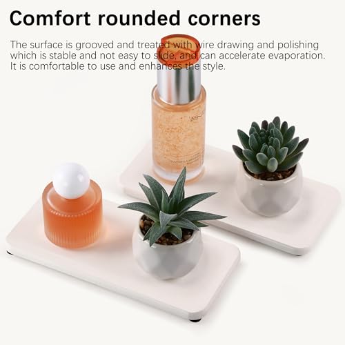 2Pcs Stone Soap Trays Water Absorbing Diatomite Coaster (White / 8.3" x 3.9")