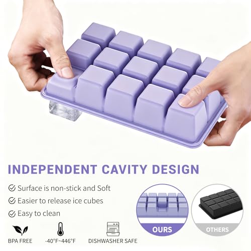 Silicone Ice Cube Tray 3 Pack (Purple +Pink+Mint / Ice Cube Tray 3 Pack)