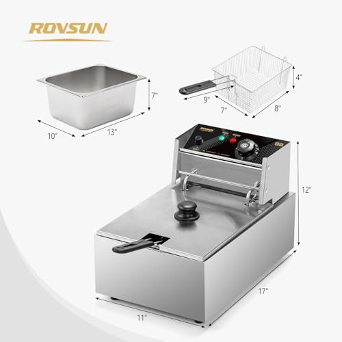 11.4QT Electric Deep Fryer with Basket & Lid