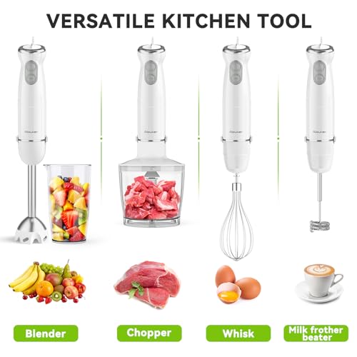 Immersion Blender Handheld 5 in 1 Hand Blender (White)