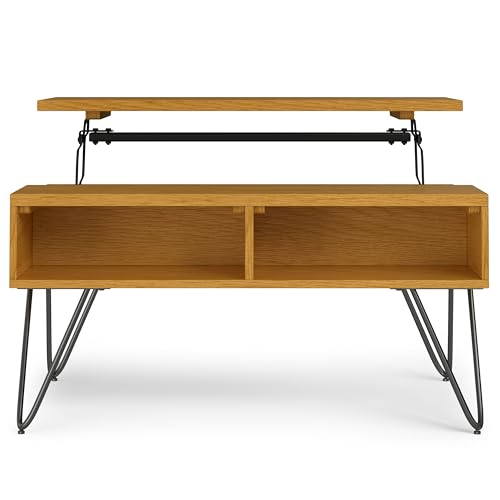 Hunter 36" Wide Oak Veneer Metal Rectangular Coffee Table in Oak