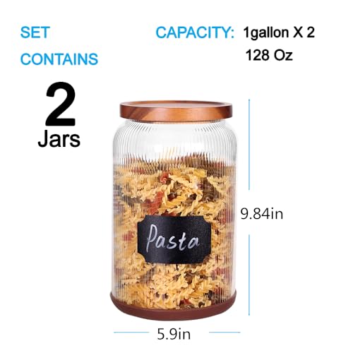 Striped Borosilicate Glass Airtight Canisters (1 Gallon (Striped 2 pack))