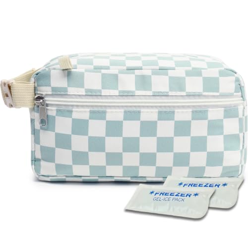 Freezable Snack Bag with Removable Ice Packs (with Ice Packs - Checkered Green)