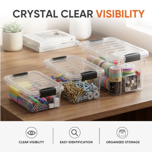 Mini Deep Storage Organizer Bin with Lid X (8" x 5.5" x 5")