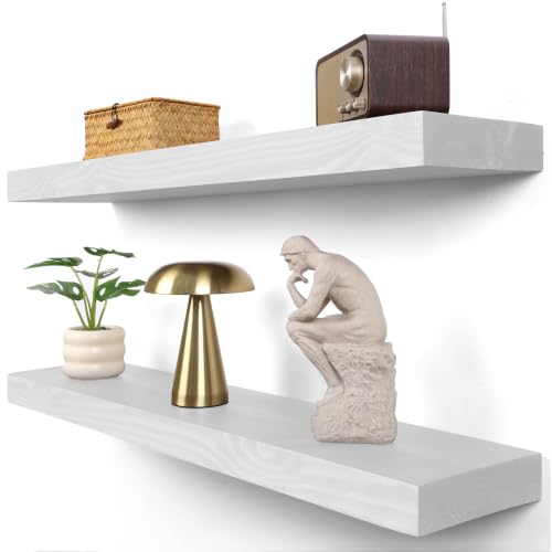 Rustic Floating Shelves 36 inch Long 8 inch deep Set of 2 (White / 36'' x 8''x 2''(set of 2）)