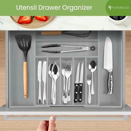 Bamboo Drawer Organizer (Grey / 9 Slot)