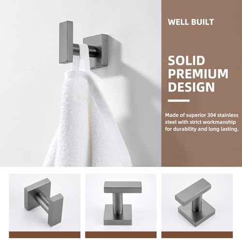 Gunmetal Gray Bathroom Towel Hook (Gunmetal Gray)