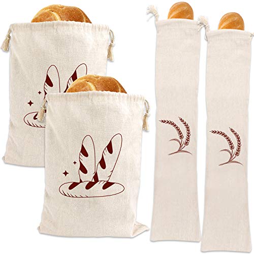 4 Packs Linen Bread Bags for Homemade Bread