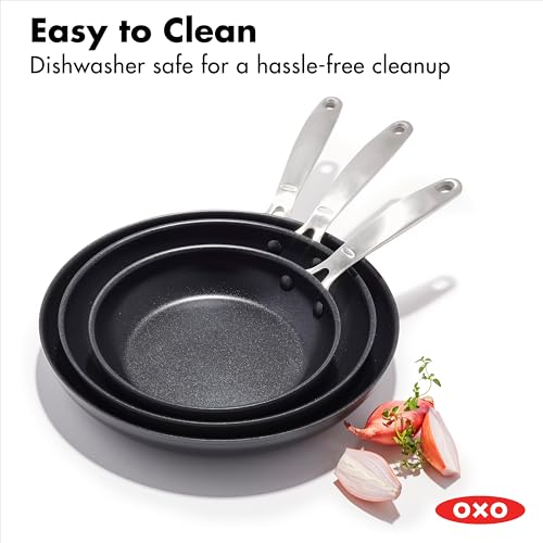 Enhanced 8" 10" and 12" 3 Piece Frying Pan Skillet Set (8" 10" and 12" Frying Pan Skillet Se / Black)