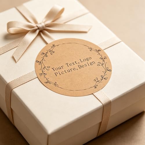 Custom Stickers Round Kraft Paper Labels Personalized with Texts (style 16)