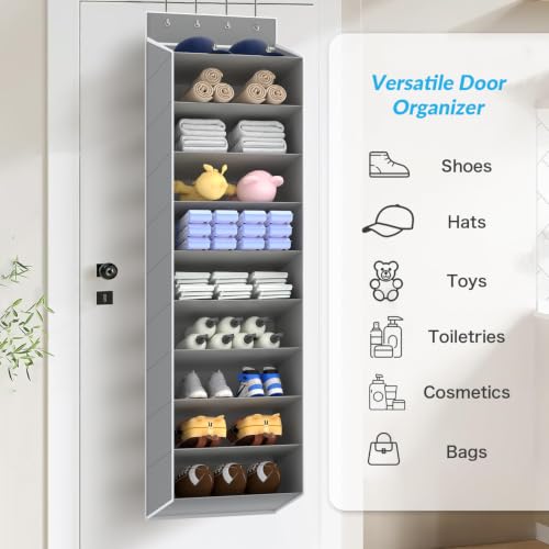 10 Tiers Large Size Over Door Shoe Organizer Storage (Grey-10 cell)