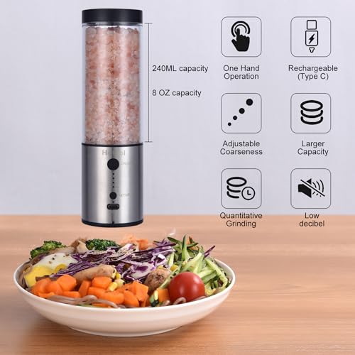 8oz Rechargeable Electric Salt and Pepper Grinder Set