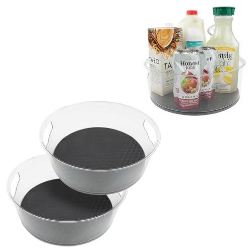 Extra Large High Wall Turntable 12.25 in Pack of 2 Charcoal Gray XL Tall Lazy Susan Rotating Organizer for Kitchen Countertop Bath Cabinet Refrigerator Pantry Shelf Under Sink Organization (Large)