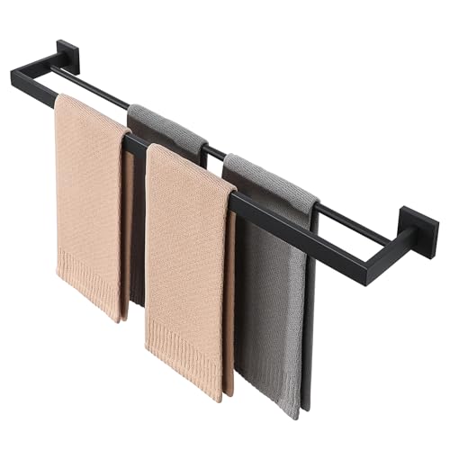 Double Towel Bars Towel Rack for Bathroom Wall Mount 32 Inch (Double 32 Inch / Matte Black)
