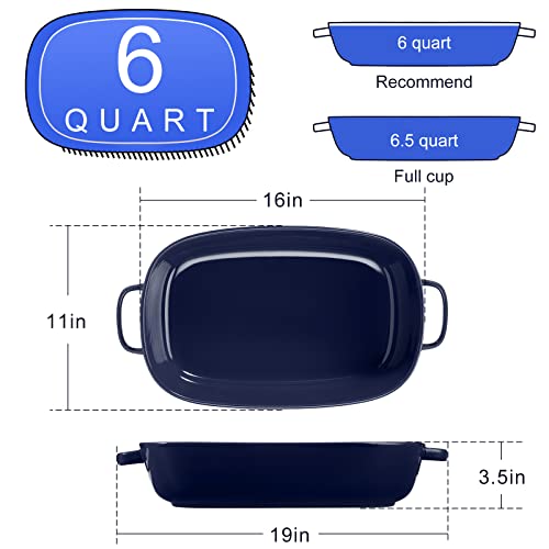 6 Quart Large Rectangular Baking Dish (6 quart Blue)
