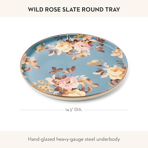 Enamel Round Tray (Slate Wild Rose)