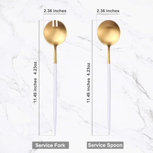 White Gold Salad Serving Utensils (White Gold)