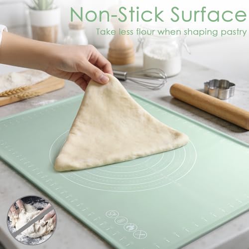 Extra Large Silicone Baking Mat for Countertops (Light Green / 27.6"L x 19.7"W)
