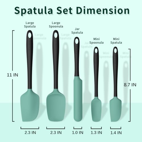 Silicone Spatula Set of 5 (Aqua Green Black)