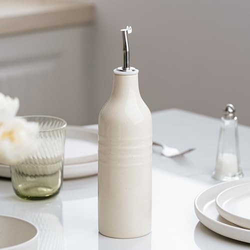 16oz Ceramic Oil Dispenser Bottle (Vanilla White / 1 Piece (Jupiter))