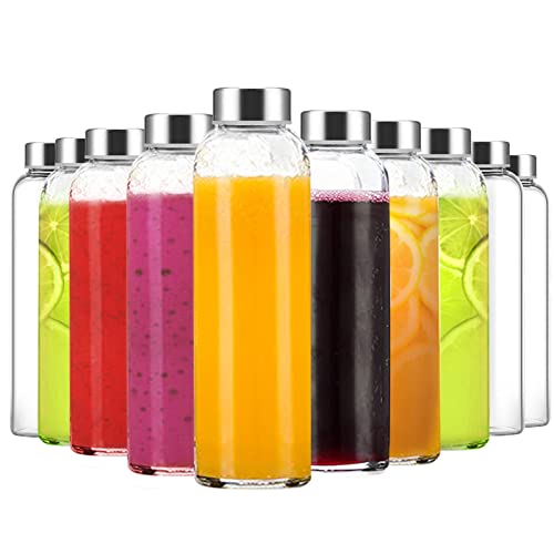 Clear Glass Bottles with Lids (Clear Glass Bottle 10Pack / 18oz)
