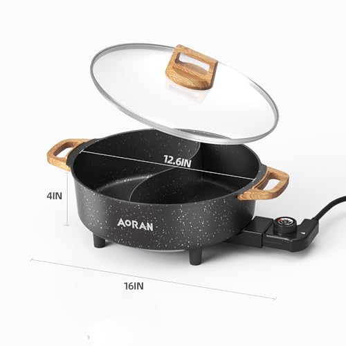 AORAN Electric Hot Pot with Divider (8.5 Quarts)